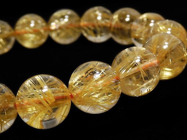 [Video][One of a kind] Rutilated Quartz AAA- Round 11.5mm Bracelet NO.116