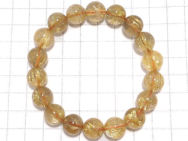 [Video][One of a kind] Rutilated Quartz AAA- Round 11.5mm Bracelet NO.116