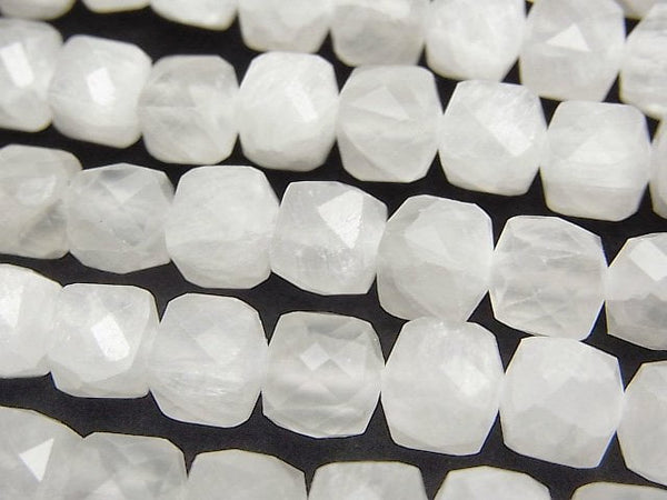 [Video]High Quality! White Jade Cube Shape 7x7x7mm 1strand beads (aprx.14inch/34cm)