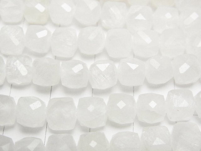 [Video]High Quality! White Jade Cube Shape 7x7x7mm 1strand beads (aprx.14inch/34cm)