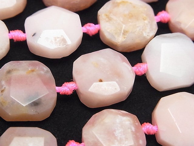 [Video] Pink Opal AA++ Square-Flat Faceted Nugget half or 1strand beads (aprx.16inch/40cm)