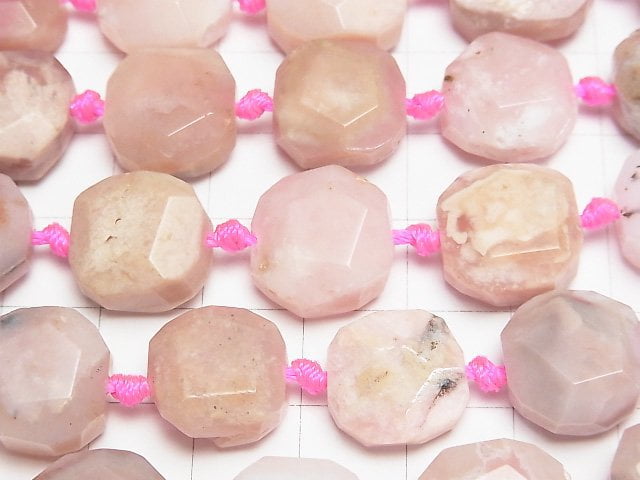 [Video] Pink Opal AA++ Square-Flat Faceted Nugget half or 1strand beads (aprx.16inch/40cm)