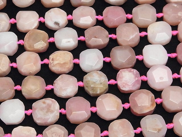 [Video] Pink Opal AA++ Square-Flat Faceted Nugget half or 1strand beads (aprx.16inch/40cm)