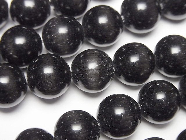 [Video] Black color Cat's Eye Round 11.5mm 1strand beads (aprx.14inch/35cm)