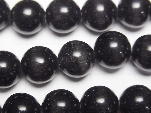 [Video] Black color Cat's Eye Round 11.5mm 1strand beads (aprx.14inch/35cm)