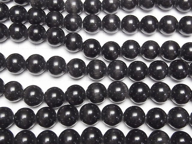 [Video] Black color Cat's Eye Round 11.5mm 1strand beads (aprx.14inch/35cm)