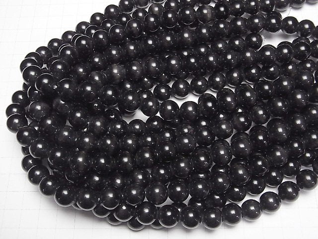 [Video] Black color Cat's Eye Round 11.5mm 1strand beads (aprx.14inch/35cm)