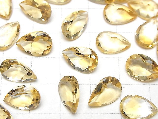 [Video]High Quality Citrine AAA Loose stone Pear shape Faceted 13x9mm 2pcs