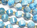 [Video]High Quality! Madagascar Blue Apatite AA Twist x Multiple Facets 8x7x7mm half or 1strand beads (aprx.14inch/35cm)