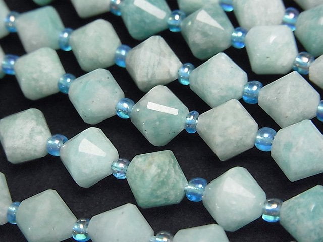 [Video]High Quality! Amazonite AA++ Abacus Cut 8x8x8mm half or 1strand beads (aprx.15inch/36cm)