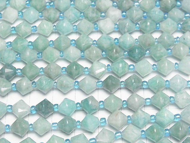 [Video]High Quality! Amazonite AA++ Abacus Cut 8x8x8mm half or 1strand beads (aprx.15inch/36cm)
