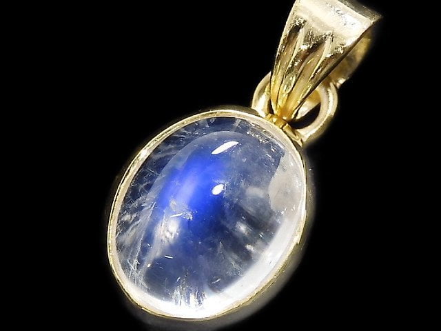 [Video][One of a kind] High Quality Rainbow Moonstone AAA Pendant 18KGP NO.103