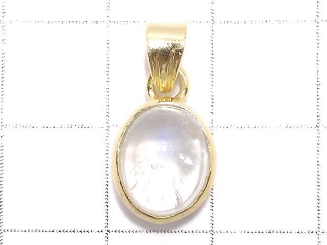 [Video][One of a kind] High Quality Rainbow Moonstone AAA Pendant 18KGP NO.103