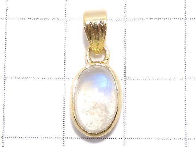 [Video][One of a kind] High Quality Rainbow Moonstone AAA Pendant 18KGP NO.104