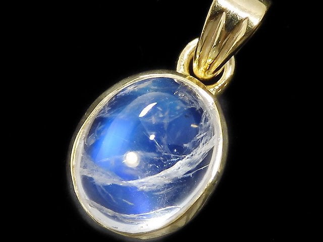 [Video][One of a kind] High Quality Rainbow Moonstone AAA Pendant 18KGP NO.106