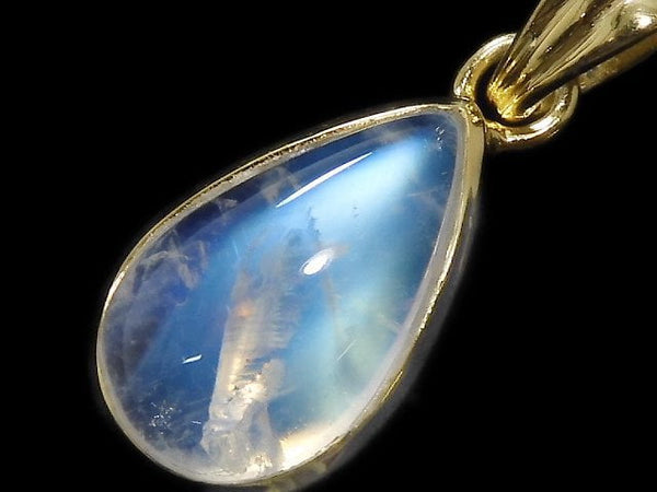 [Video][One of a kind] High Quality Rainbow Moonstone AAA Pendant 18KGP NO.108