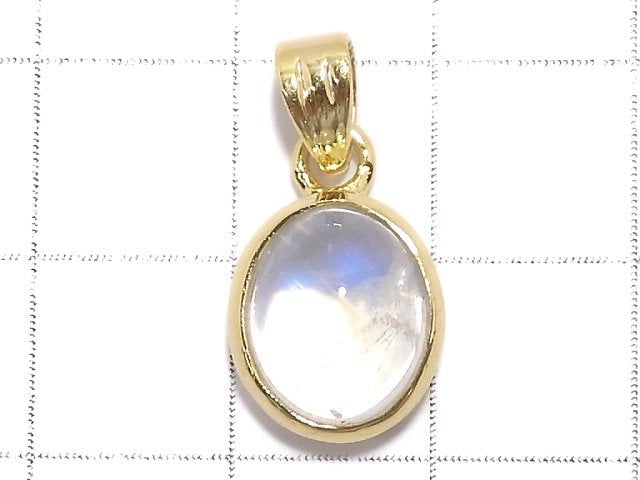 [Video][One of a kind] High Quality Rainbow Moonstone AAA Pendant 18KGP NO.109