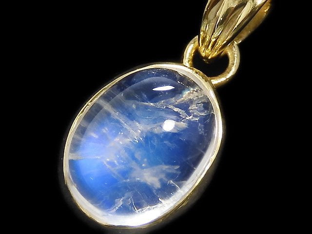 [Video][One of a kind] High Quality Rainbow Moonstone AAA Pendant 18KGP NO.110