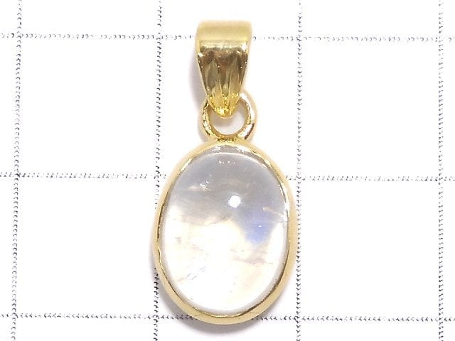 [Video][One of a kind] High Quality Rainbow Moonstone AAA Pendant 18KGP NO.110