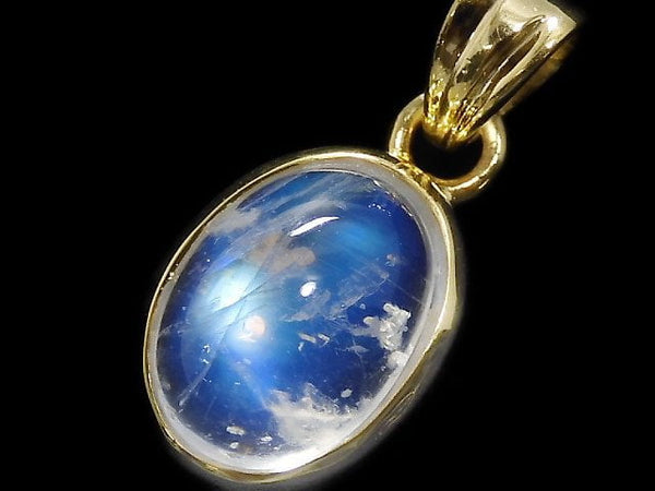 [Video][One of a kind] High Quality Rainbow Moonstone AAA Pendant 18KGP NO.111