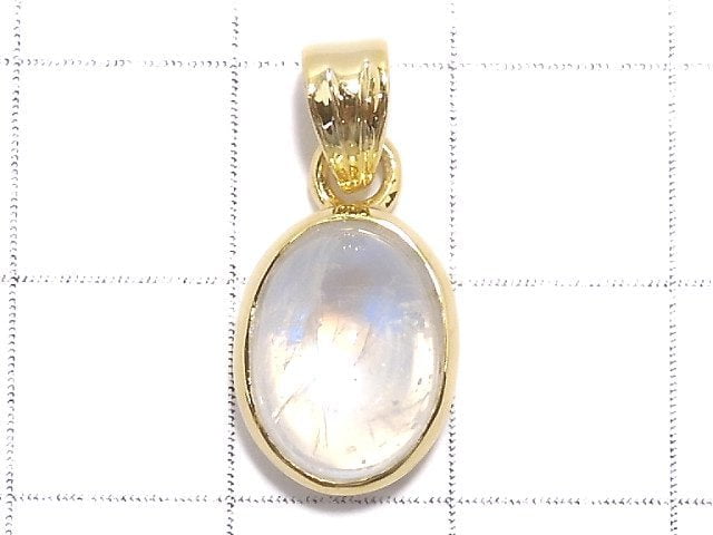 [Video][One of a kind] High Quality Rainbow Moonstone AAA Pendant 18KGP NO.111