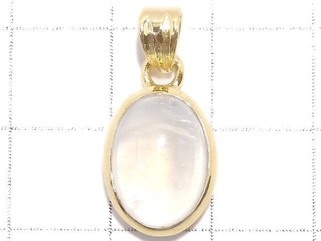 [Video][One of a kind] High Quality Rainbow Moonstone AAA Pendant 18KGP NO.112