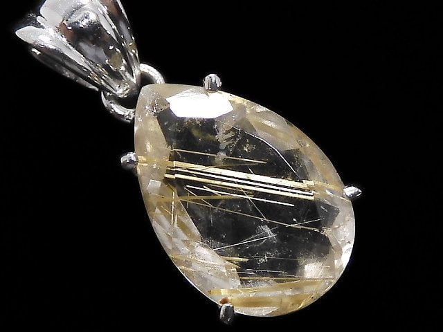 [Video][One of a kind] High Quality Rutilated Quartz AAA- Pendant Silver925 NO.24