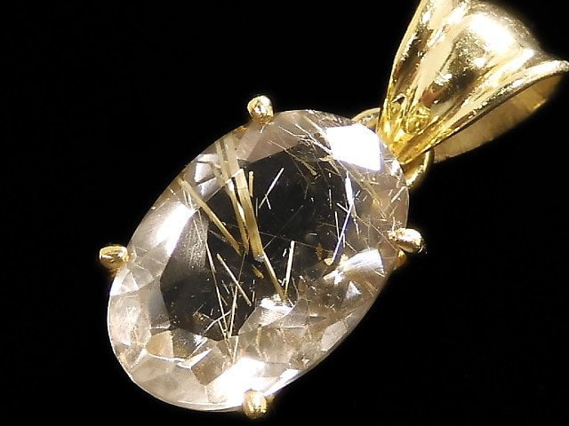 [Video][One of a kind] High Quality Rutilated Quartz AAA- Pendant 18KGP NO.34