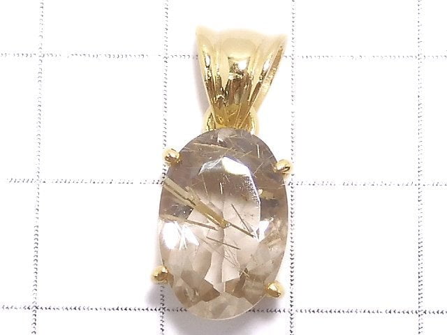 [Video][One of a kind] High Quality Rutilated Quartz AAA- Pendant 18KGP NO.34