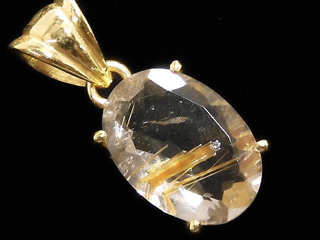 [Video][One of a kind] High Quality Rutilated Quartz AAA- Pendant 18KGP NO.35