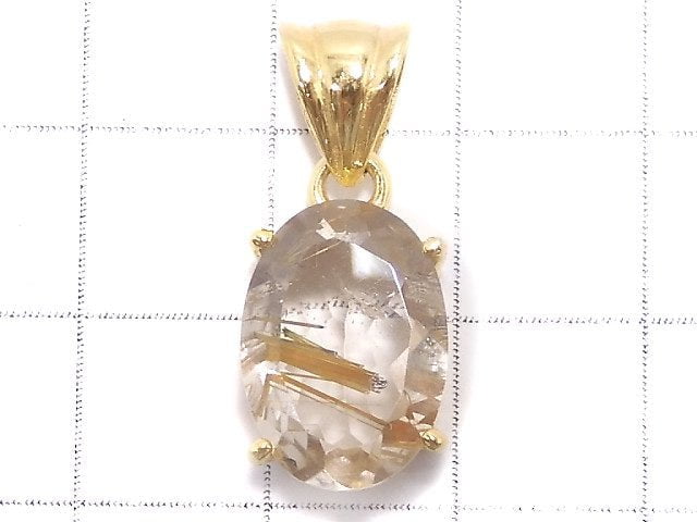 [Video][One of a kind] High Quality Rutilated Quartz AAA- Pendant 18KGP NO.35