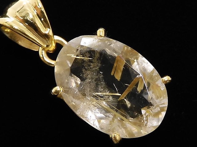 [Video][One of a kind] High Quality Rutilated Quartz AAA- Pendant 18KGP NO.38