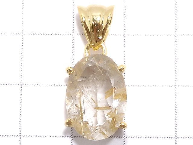 [Video][One of a kind] High Quality Rutilated Quartz AAA- Pendant 18KGP NO.38