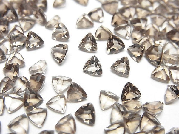 [Video]High Quality Smoky Quartz AAA Loose stone Triangle Faceted 4x4mm [Light color] 10pcs