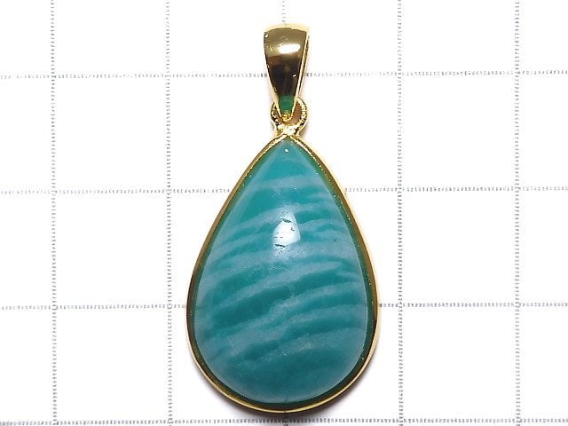 [Video][One of a kind] Amazonite AAA- Pendant 18KGP NO.213