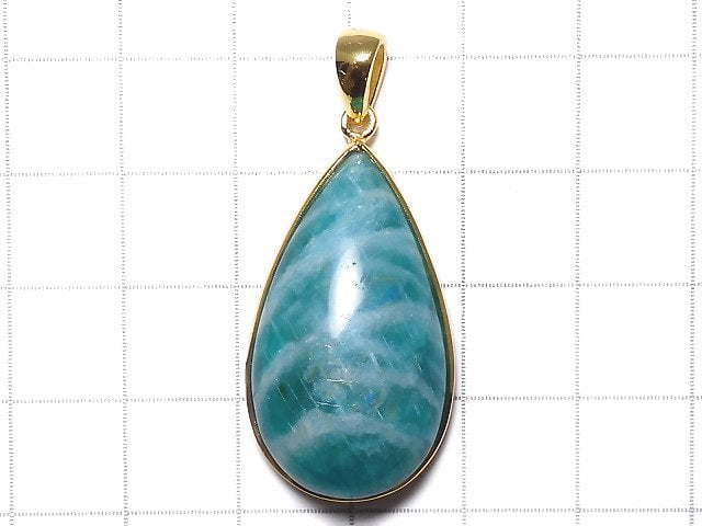 [Video][One of a kind] Amazonite AAA- Pendant 18KGP NO.219