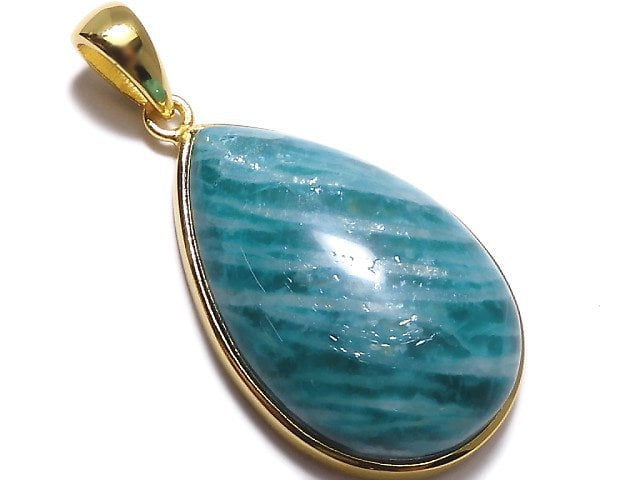 [Video][One of a kind] Amazonite AAA- Pendant 18KGP NO.220