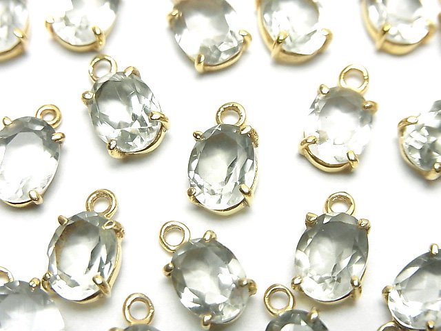 [Video]High Quality Green Amethyst AAA Bezel Setting Oval Faceted 8x6mm 18KGP 2pcs