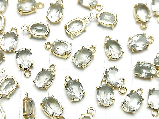 [Video]High Quality Green Amethyst AAA Bezel Setting Oval Faceted 8x6mm 18KGP 2pcs