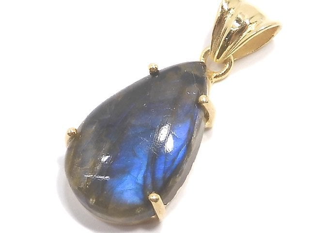 [Video][One of a kind] High Quality Blue Labradorite AAA Pendant 18KGP NO.154