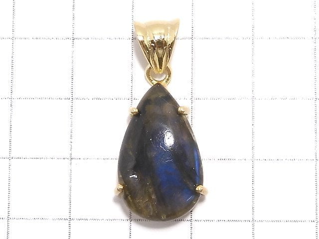 [Video][One of a kind] High Quality Blue Labradorite AAA Pendant 18KGP NO.154