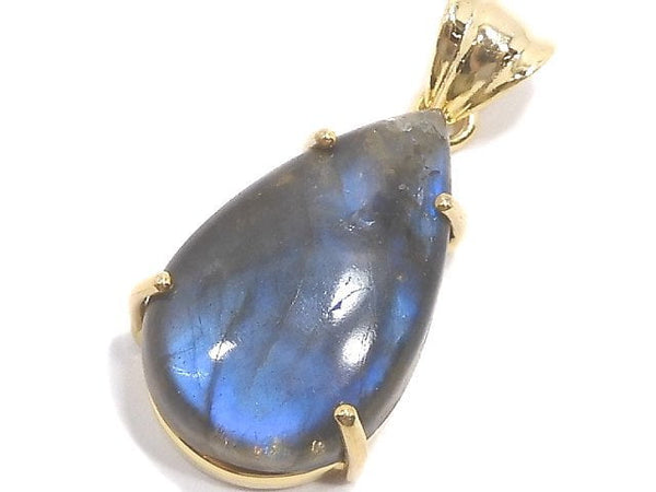 [Video][One of a kind] High Quality Blue Labradorite AAA Pendant 18KGP NO.155