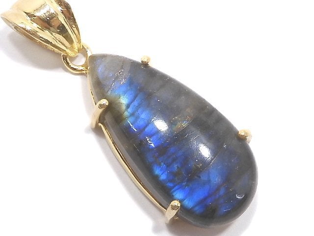 [Video][One of a kind] High Quality Blue Labradorite AAA Pendant 18KGP NO.156