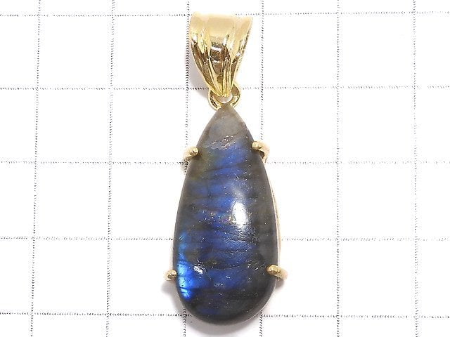 [Video][One of a kind] High Quality Blue Labradorite AAA Pendant 18KGP NO.156