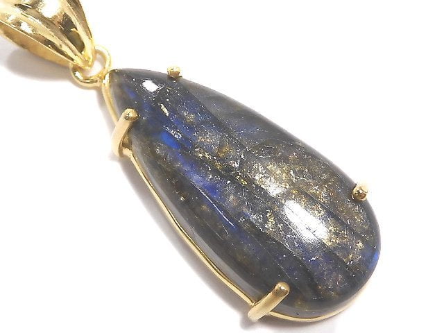 [Video][One of a kind] High Quality Blue Labradorite AAA Pendant 18KGP NO.157