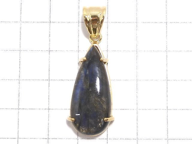 [Video][One of a kind] High Quality Blue Labradorite AAA Pendant 18KGP NO.157