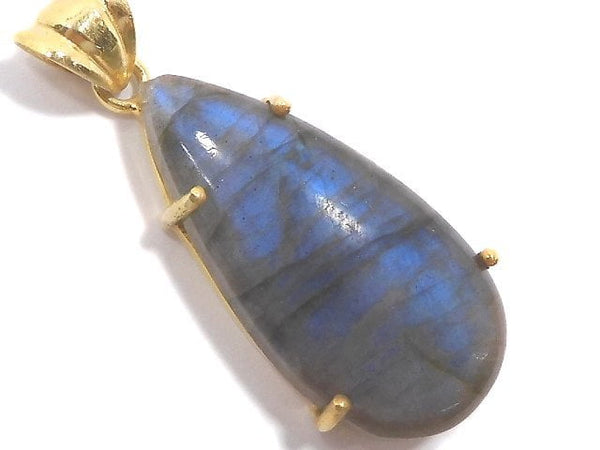 [Video][One of a kind] High Quality Blue Labradorite AAA Pendant 18KGP NO.158