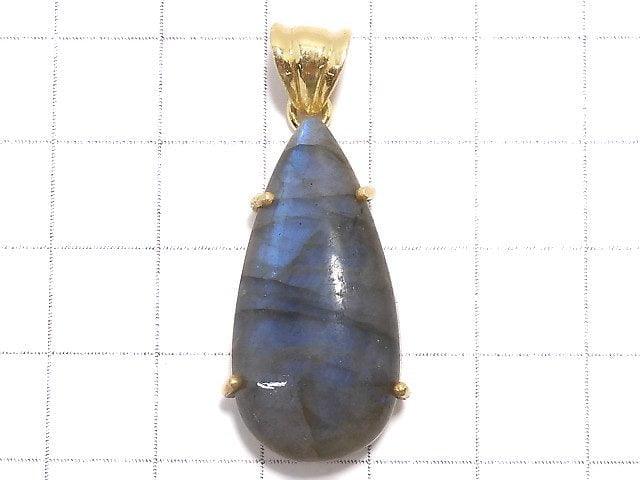 [Video][One of a kind] High Quality Blue Labradorite AAA Pendant 18KGP NO.158