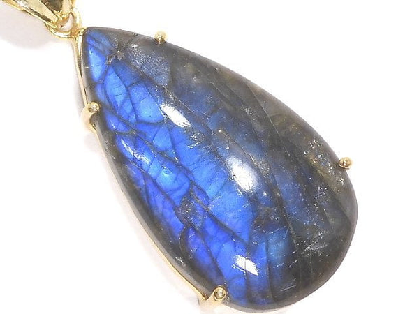 [Video][One of a kind] High Quality Blue Labradorite AAA Pendant 18KGP NO.159