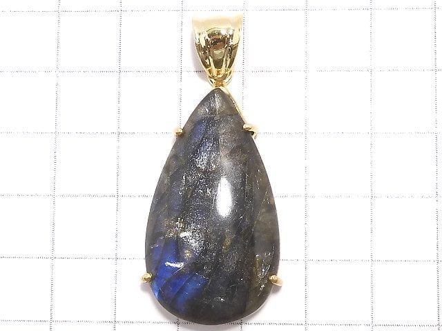 [Video][One of a kind] High Quality Blue Labradorite AAA Pendant 18KGP NO.159